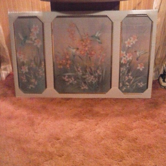 3 pc Hummingbird Gold Metal Framed Wall Art (NWT)
